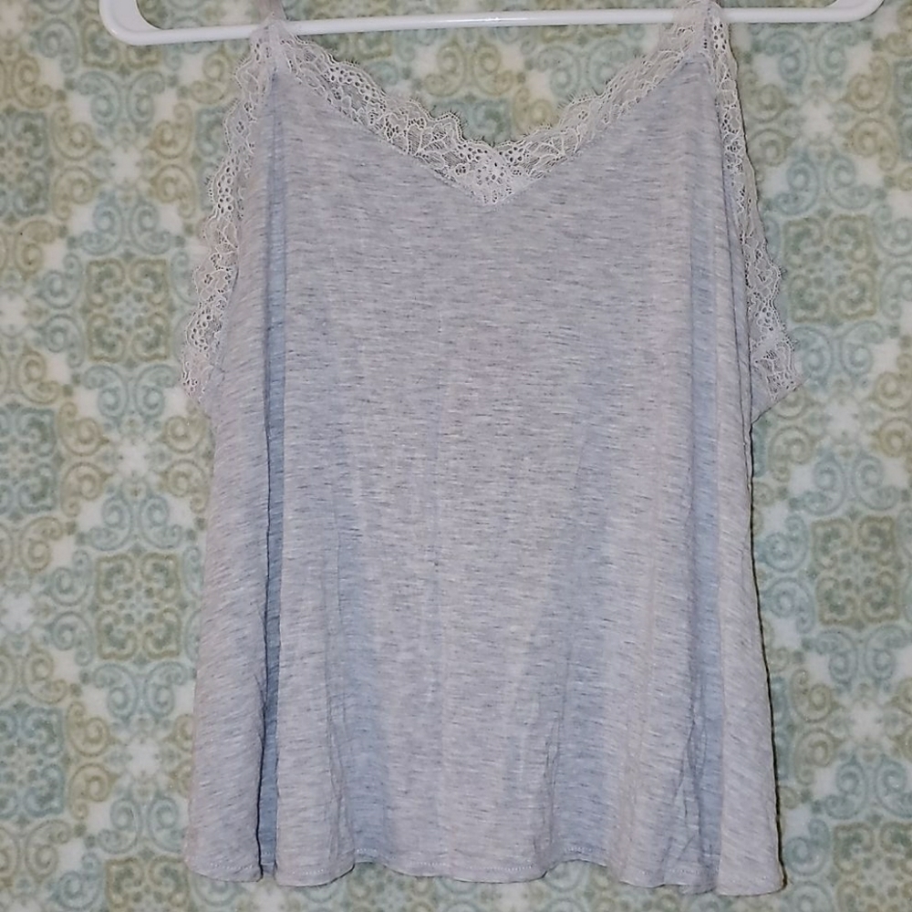 Tank top with lace border on the top